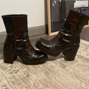 Vintage platform patchwork boots